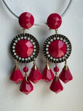 Bold Pink Statement Drop Earrings - Women Jewelry